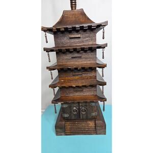 Vintage 5 story wooden pagoda jewelry box